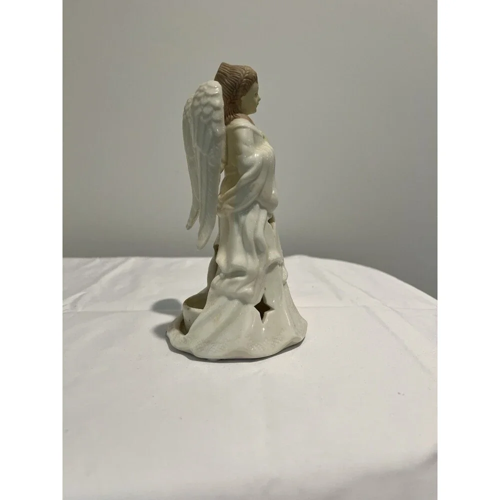 Potpourri Designs White Ceramic Angel Candle holder,‎ Tealight, Christmas